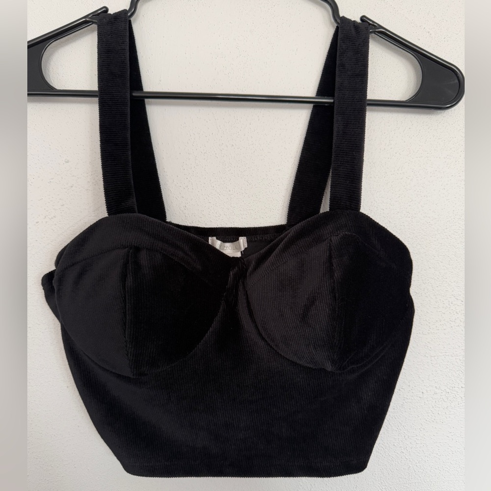 Large Black Velvet Bustier Top